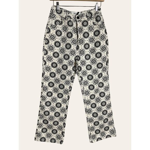 ROLLA’s Retro Plaza Cream Floral High Waist Boot Cut Crop Pants Size 6 Short - Picture 4 of 10